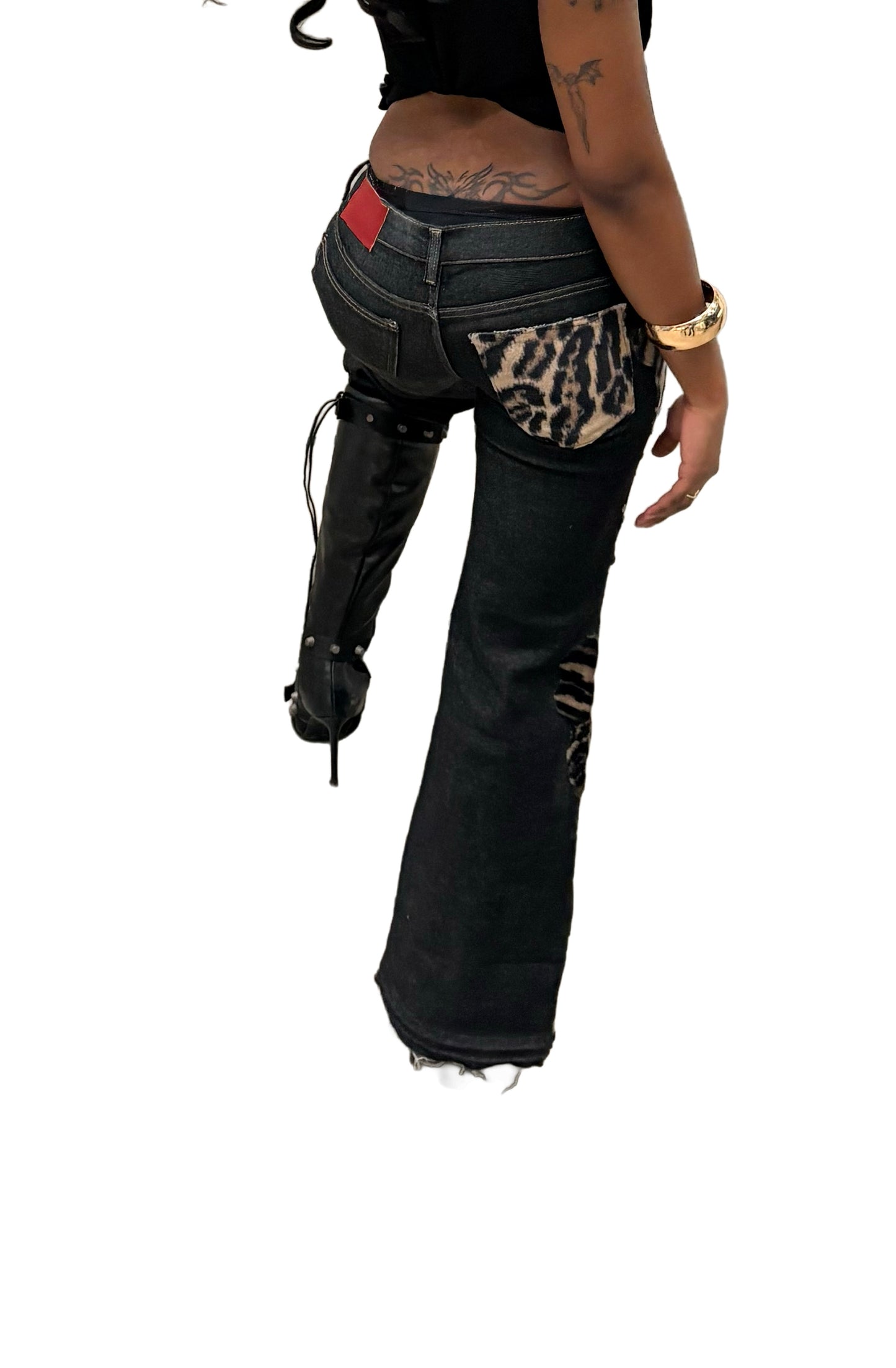 Rosette Low rise Denim (Leopard Print)
