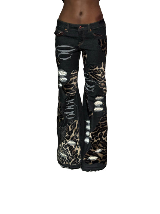 Rosette Low rise Denim (Leopard Print)